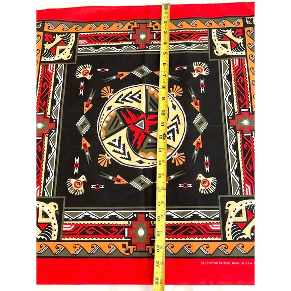 Red Cowboy Bandana Handkerchief Scarf Tribal Thunderbird Southwestern Arrow NWT - Picture 6 of 8